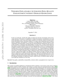 Towards Explainable Automated Data Quality Enhancement without Domain
  Knowledge
