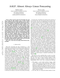 AALF: Almost Always Linear Forecasting