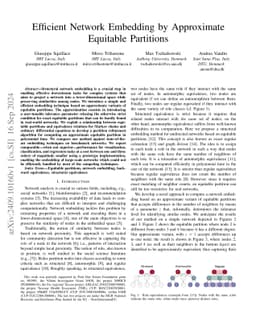 Efficient Network Embedding by Approximate Equitable Partitions