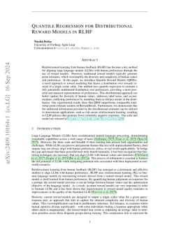 Quantile Regression for Distributional Reward Models in RLHF