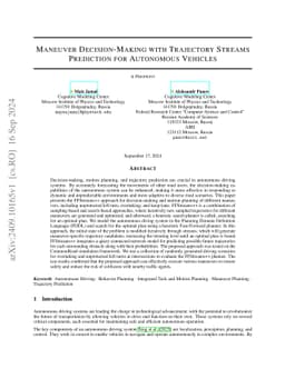 Maneuver Decision-Making with Trajectory Streams Prediction for
  Autonomous Vehicles