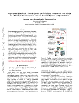 Algorithmic Behaviors Across Regions: A Geolocation Audit of YouTube Search for COVID-19 Misinformation Between the United States and South Africa