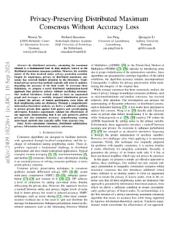 Privacy-Preserving Distributed Maximum Consensus Without Accuracy Loss
