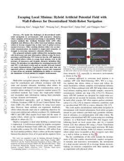 Escaping Local Minima: Hybrid Artificial Potential Field with
  Wall-Follower for Decentralized Multi-Robot Navigation