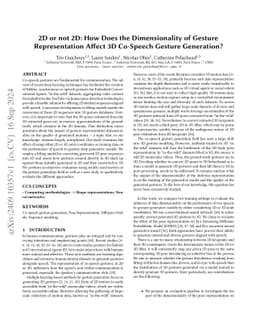 2D or not 2D: How Does the Dimensionality of Gesture Representation
  Affect 3D Co-Speech Gesture Generation?
