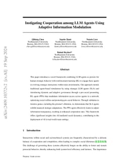 Instigating Cooperation among LLM Agents Using Adaptive Information
  Modulation