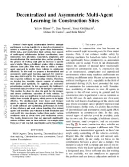 Decentralized and Asymmetric Multi-Agent Learning in Construction Sites