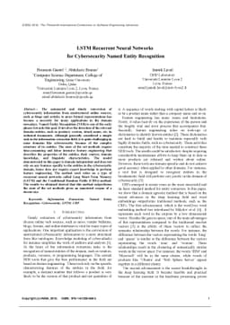 LSTM Recurrent Neural Networks for Cybersecurity Named Entity
  Recognition