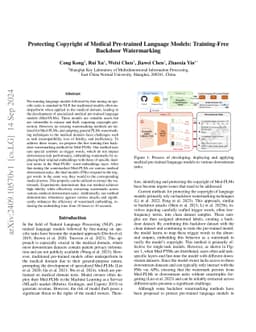 Protecting Copyright of Medical Pre-trained Language Models: Training-Free Backdoor Model Watermarking