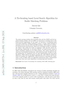 A Tie-breaking based Local Search Algorithm for Stable Matching Problems