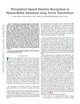 Personalized Speech Emotion Recognition in Human-Robot Interaction using Vision Transformers