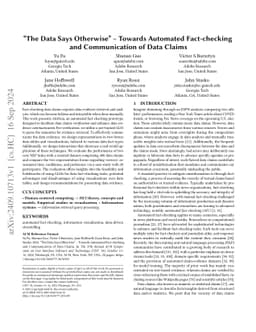 "The Data Says Otherwise"-Towards Automated Fact-checking and
  Communication of Data Claims