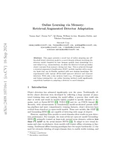 Online Learning via Memory: Retrieval-Augmented Detector Adaptation