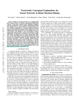 Trustworthy Conceptual Explanations for Neural Networks in Robot
  Decision-Making