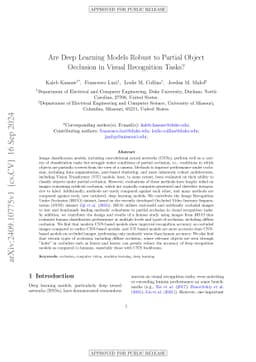 Are Deep Learning Models Robust to Partial Object Occlusion in Visual
  Recognition Tasks?