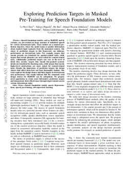 Exploring Prediction Targets in Masked Pre-Training for Speech Foundation Models