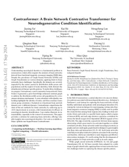 Contrasformer: A Brain Network Contrastive Transformer for
  Neurodegenerative Condition Identification
