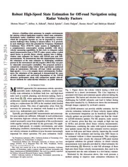 Robust High-Speed State Estimation for Off-road Navigation using Radar
  Velocity Factors