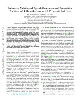 Enhancing Multilingual Speech Generation and Recognition Abilities in
  LLMs with Constructed Code-switched Data