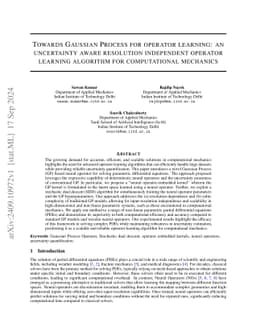 Towards Gaussian Process for operator learning: an uncertainty aware
  resolution independent operator learning algorithm for computational
  mechanics