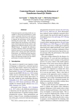 Contextual Breach: Assessing the Robustness of Transformer-based QA
  Models