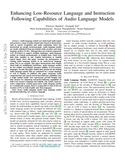 Enhancing Low-Resource Language and Instruction Following Capabilities
  of Audio Language Models