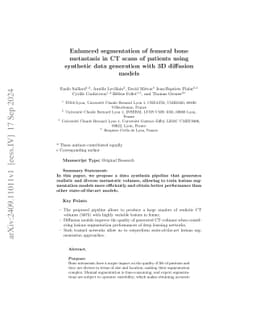 Enhanced segmentation of femoral bone metastasis in CT scans of patients
  using synthetic data generation with 3D diffusion models