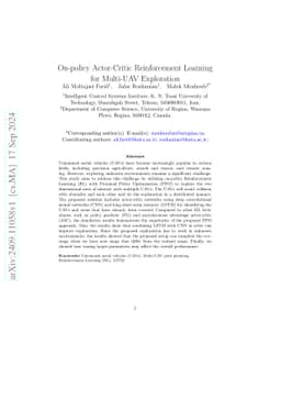 On-policy Actor-Critic Reinforcement Learning for Multi-UAV Exploration