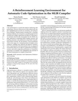 A Reinforcement Learning Environment for Automatic Code Optimization in
  the MLIR Compiler
