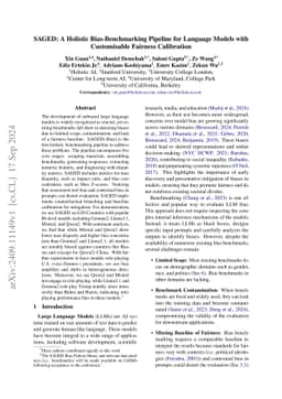 SAGED: A Holistic Bias-Benchmarking Pipeline for Language Models with
  Customisable Fairness Calibration