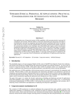 Towards Ethical Personal AI Applications: Practical Considerations for
  AI Assistants with Long-Term Memory