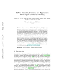 SLAck: Semantic, Location, and Appearance Aware Open-Vocabulary Tracking