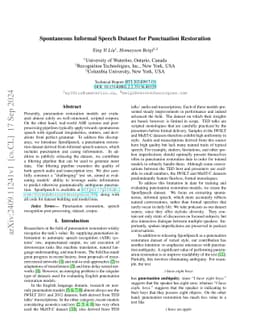 Spontaneous Informal Speech Dataset for Punctuation Restoration