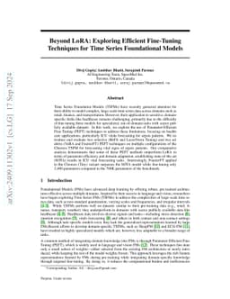 Beyond LoRA: Exploring Efficient Fine-Tuning Techniques for Time Series
  Foundational Models