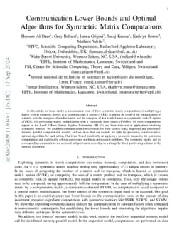 Communication Lower Bounds and Optimal Algorithms for Symmetric Matrix
  Computations