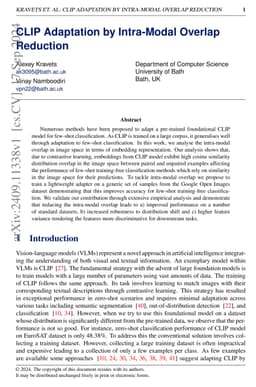 CLIP Adaptation by Intra-modal Overlap Reduction