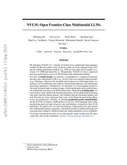NVLM: Open Frontier-Class Multimodal LLMs
