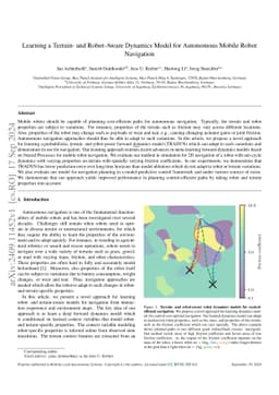 Learning a Terrain- and Robot-Aware Dynamics Model for Autonomous Mobile
  Robot Navigation