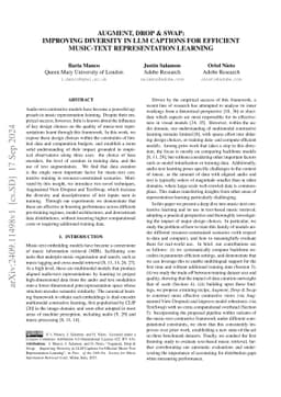 Augment, Drop & Swap: Improving Diversity in LLM Captions for Efficient
  Music-Text Representation Learning