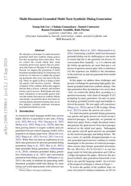 Multi-Document Grounded Multi-Turn Synthetic Dialog Generation