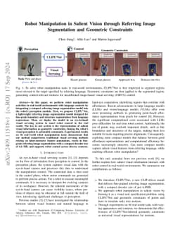 Robot Manipulation in Salient Vision through Referring Image
  Segmentation and Geometric Constraints