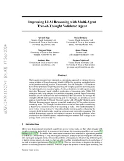 Improving LLM Reasoning with Multi-Agent Tree-of-Thought Validator Agent