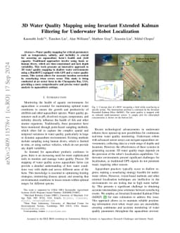 3D Water Quality Mapping using Invariant Extended Kalman Filtering for Underwater Robot Localization