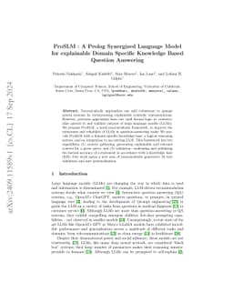 ProSLM : A Prolog Synergized Language Model for explainable Domain
  Specific Knowledge Based Question Answering