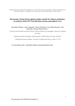 Harnessing AI data-driven global weather models for climate attribution:
  An analysis of the 2017 Oroville Dam extreme atmospheric river
