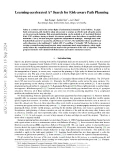 Learning-accelerated A* Search for Risk-aware Path Planning