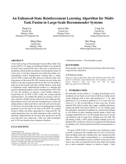 An Enhanced-State Reinforcement Learning Algorithm for Multi-Task Fusion in Large-Scale Recommender Systems