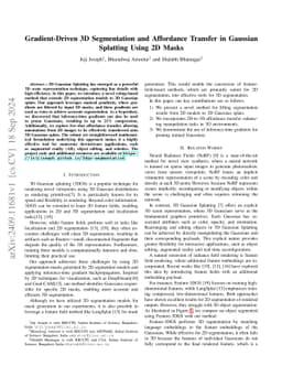 Gradient-Driven 3D Segmentation and Affordance Transfer in Gaussian
  Splatting Using 2D Masks