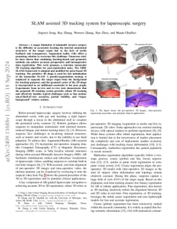 SLAM assisted 3D tracking system for laparoscopic surgery