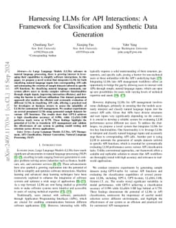Harnessing LLMs for API Interactions: A Framework for Classification and
  Synthetic Data Generation